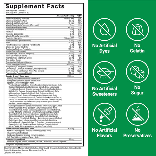 Suplemento Force Factor Smarter Greens 90 Comprimidos - Imagem 5
