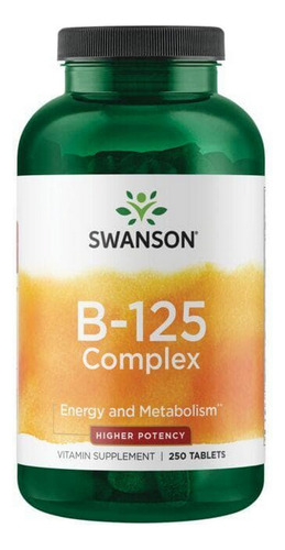 Complexo De Vitamina B-125 De Maior Potência 250 Comprimidos