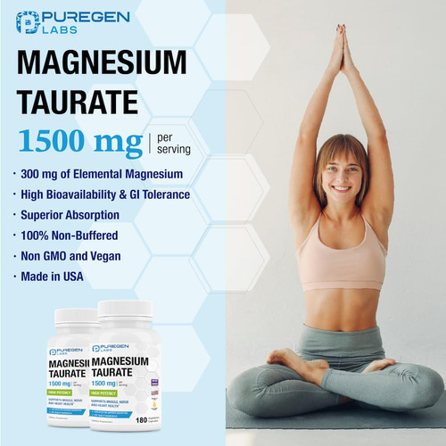 Suplemento Puregen Labs Taurato De Magnésio 1500 Mg 180 Cáps - Imagem 5