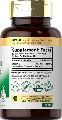 Suplemento Carlyle Vitamin E 400 Ui Cápsulas De Gelatina 300 - Imagem 2