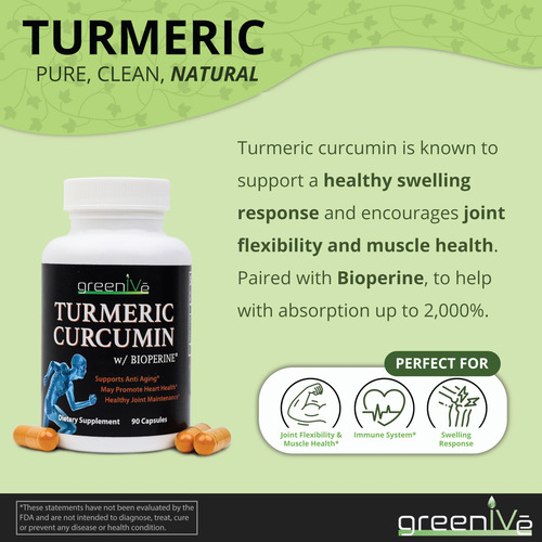 Suplemento Greenive Curcuma Curcumina Com Bioperina 90 Cápsu - Imagem 3