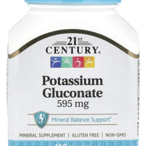 21st Century, Gluconato De Potássio, 595 Mg, 110 Comprimidos