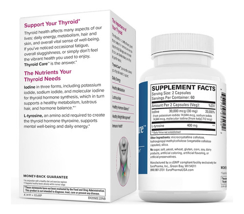 Suplemento Terry Naturally Thyroid Care 60 Cápsulas - Imagem 8