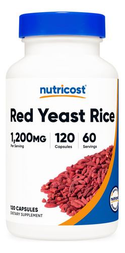Suplemento Nutricost Red Yeast Rice 1200 Mg 120 Cápsulas