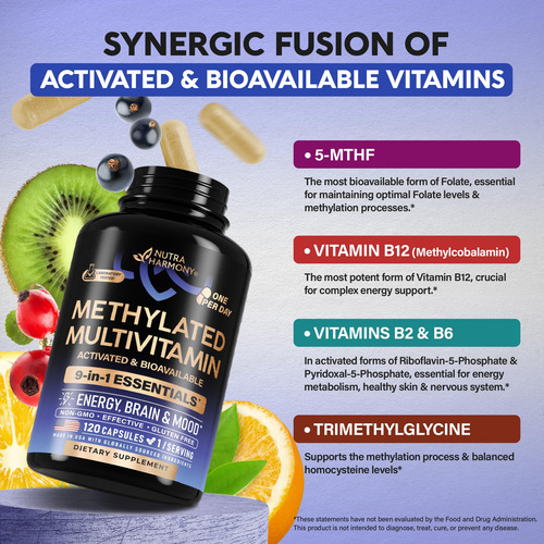 Suplemento Multivitamínico Metilado Nutraharmony 120 Cápsula - Imagem 3