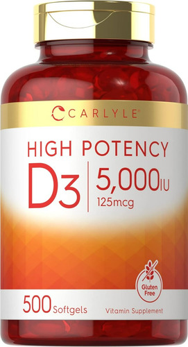 Suplemento Carlyle Vitamin D3 5000 Ui 500 Cápsulas