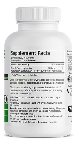 Bronson St. Johns Wort 700 Mg Por Porção Hypericum Perforatu - Imagem 2