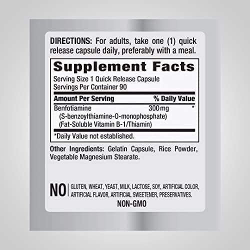 Piping Rock Benfotiamina 300 Mg | 90 Cápsulas | Suplemento D - Imagem 2