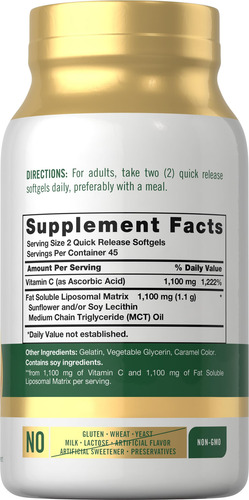 Suplemento Carlyle Lipossomal Vitamina C 2200 Mg 90 Cápsulas - Imagem 2
