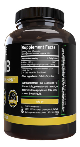 Suplementos Dietéticos Pure Original Ingredients Hmb 365 Cap - Imagem 3