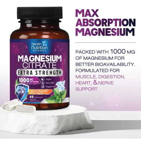 Suplemento Saúde Nutrição Naturals Citrato De Magnésio 1000m - Imagem 6
