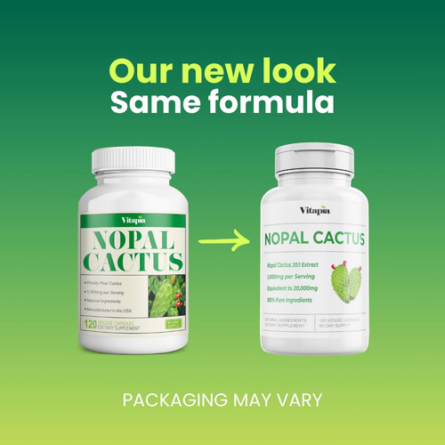 Suplemento De Extrato De Cacto Vitapia Nopal 20.000 Mg 120 C - Imagem 2