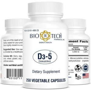 Suplemento Bio-tech Pharmacal Vitamin D3 5000 Ui 250 Cápsula