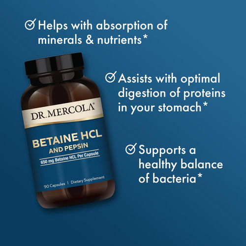 Suplemento Dietético Dr. Mercola Betaína Hcl E Pepsina 650mg - Imagem 4