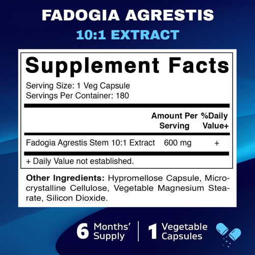 Suplemento Vitamínico De Extrato De Fadogia Agrestis 600 Mg - Imagem 2