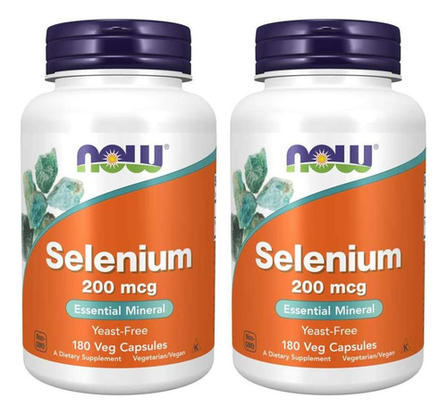 Now Foods Selenium 200 Mcg Vcaps, 180 Count (pacote Com 2)
