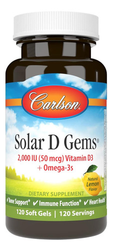 Carlson Labs Solar D Gems Vitamina D3 Natural, 2.000 Ui, 120