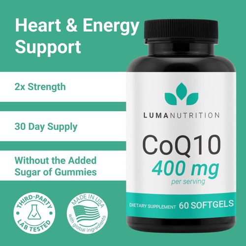 Suplemento Luma Nutrition Coq10 400 Mg Cápsulas Em Gel - 60 - Imagem 2