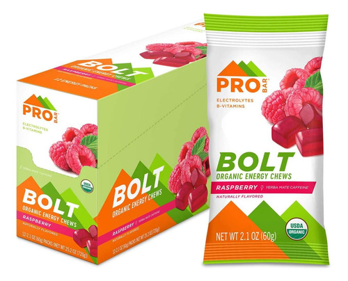 Probar - Bolt Organic Energy Chews, Framboesa, Não Ogm, Sem