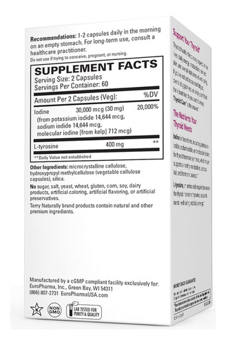 Suplemento Terry Naturally Thyroid Care 60 Cápsulas - Imagem 9