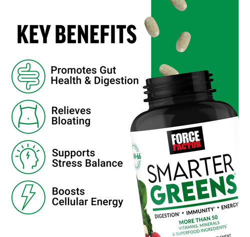 Suplemento Force Factor Smarter Greens 90 Comprimidos - Imagem 2