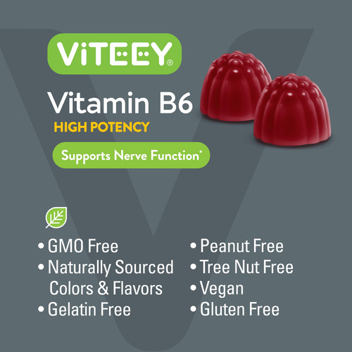 Gomas De Vitamina B6 Viteey 100mg Para Adultos E Adolescente - Imagem 5