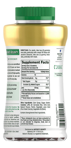 Zinco 30 Mg Nature Bounty 190 Gomas - Imagem 6