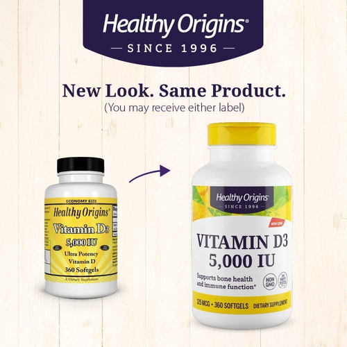 Suplemento Healthy Origins Vitamina D3 5.000 Ui 360 Cápsulas - Imagem 4