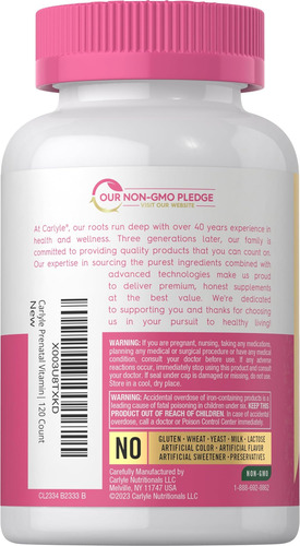 Vitaminas Pré-natais Carlyle Para Mulheres | 120 Cápsulas | - Imagem 3