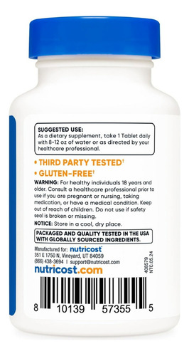 Suplemento Nutricost Gluconato De Zinco 50 Mg 180 Comprimido - Imagem 3