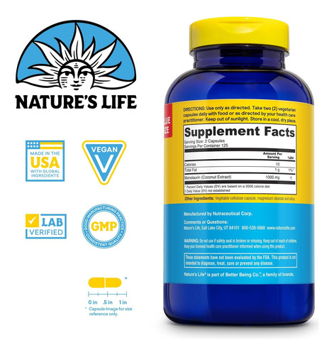Monolaurina Da Vida De Naturezas 1000 Mg, Monolaurina Nutrit - Imagem 2