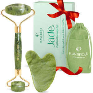 Conjunto De Ferramentas Faciais Plantifique Jade Roller E Gu