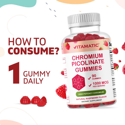 Suplemento Vitamático De Picolinato De Cromo 1000mcg Gummies - Imagem 3