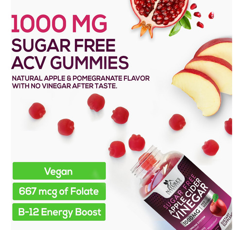 Suplemento Nature"s Nutrition Vinagre De Maçã Gummy 1000mg - Imagem 6
