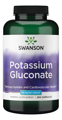 Suplemento Gluconato De Potássio Swanson 99mg 250 Cápsulas