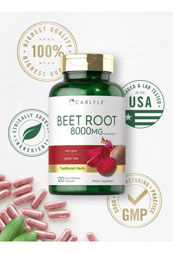 Suplemento: Cápsulas De Raiz De Beterraba Carlyle, 8000 Mg, - Imagem 5