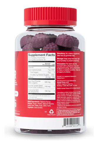 Suplementos Humann Superbeets Heart Gummies Advanced 60u - Imagem 5