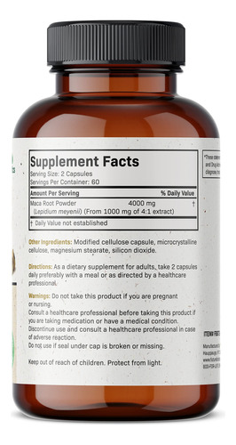 Suplemento Futurebiotics Maca Root 4000 Mg 120 Cápsulas - Imagem 2
