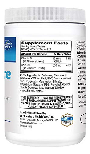 Suplemento 21st Century Calcium Citrate Plus D3 400 Comprimi - Imagem 8