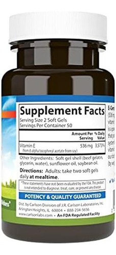 Vitamina E Carlson 800ui 50 Cápsulas - Imagem 2