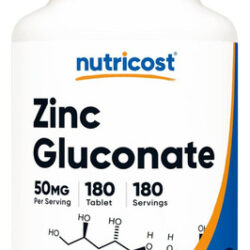 Suplemento Nutricost Gluconato De Zinco 50 Mg 180 Comprimido