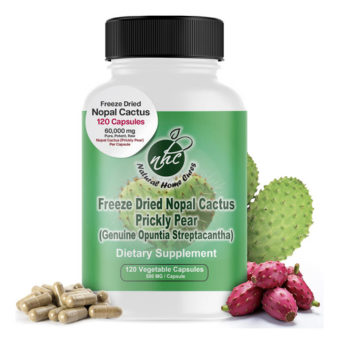 Suplemento Natural Home Cures Nopal Cactus Capsules 120 Cáps