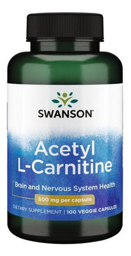 Acetil L-carnitina 500 Mg 100 Cápsulas Vegetais Da Swanson V