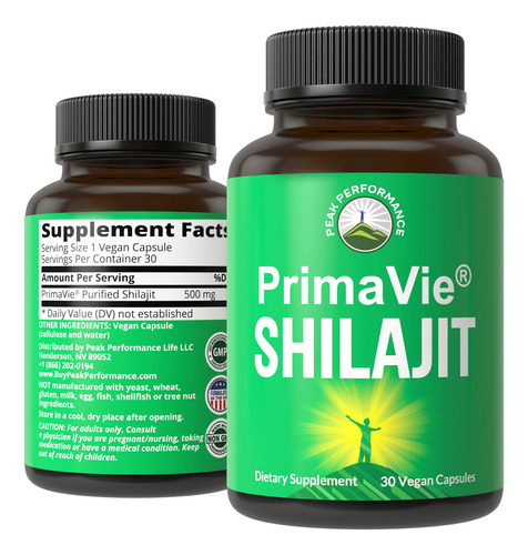 Suplemento Peak Performance Primavie Purified Shilajit Capsu