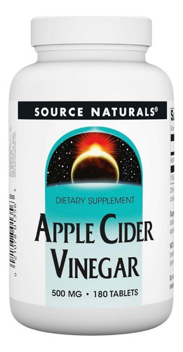 Vinagre De Maçã 500 Mg 180 Comprimidos Da Source Naturals