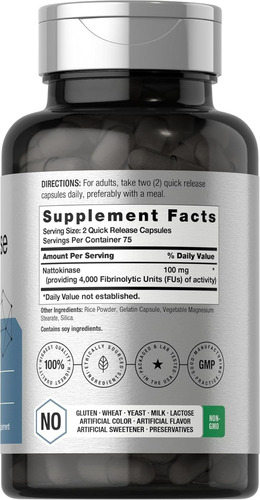 Suplemento Horbach Nattokinase 4000 Fu 150 Cápsulas - Imagem 2