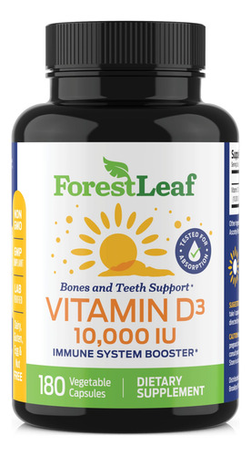 Suplemento De Vitamina D3 Forestleaf 10.000 Ui 180 Cápsulas - Imagem 8