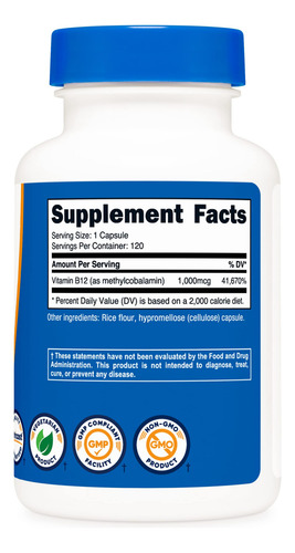 Suplemento Nutricost Vitamina B12 1000mcg 120 Cápsulas - Imagem 4