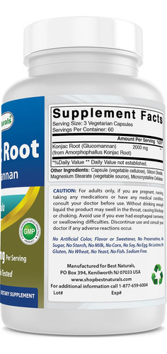 Melhor Raiz Konjac Naturals 2.000 Mg, 180 Contagens - Imagem 5