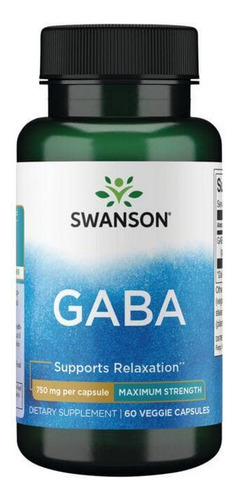 Gaba Maximum Strength 750 Mg 60 Cápsulas Vegetais Da Swanson